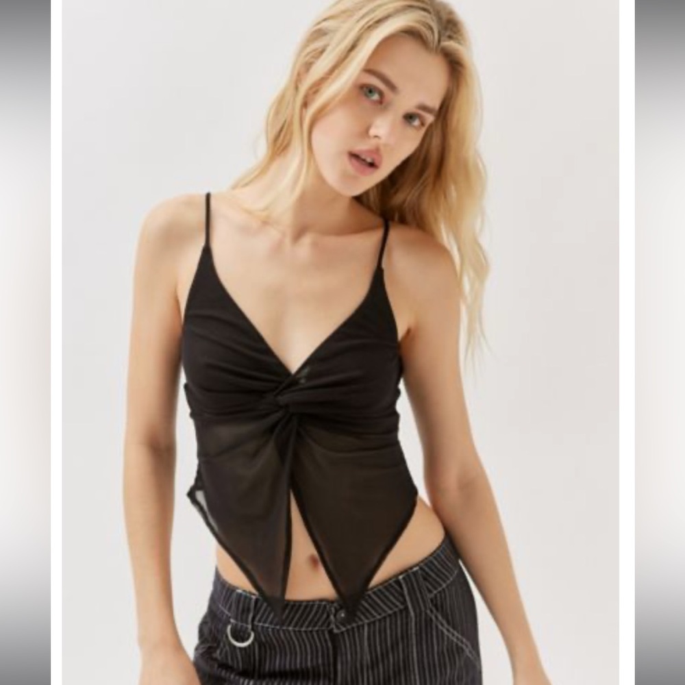 Urban Outfitters Mesh Twist Front Fly-Away Cami